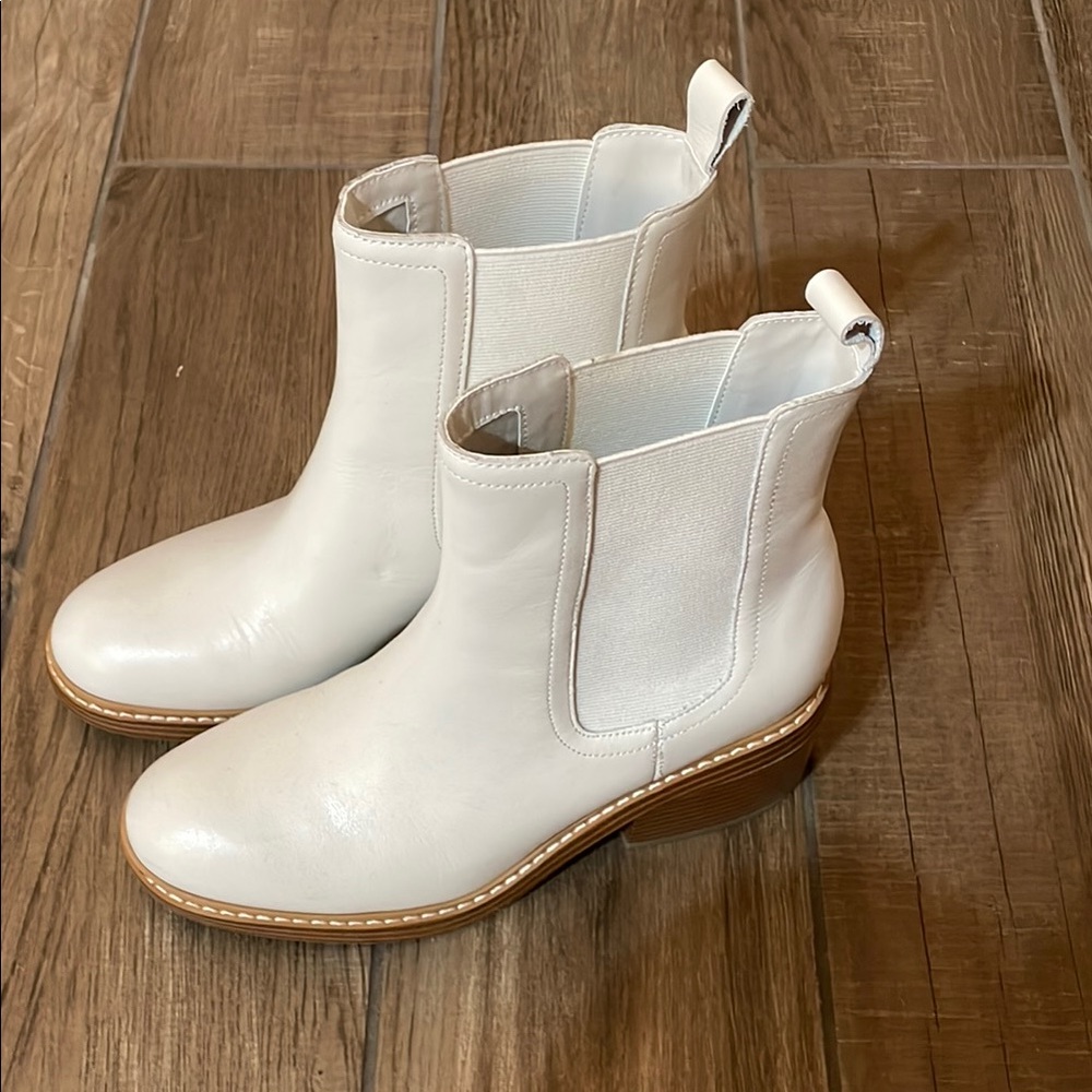 Marc Fisher White Chelsea Ankle Boots